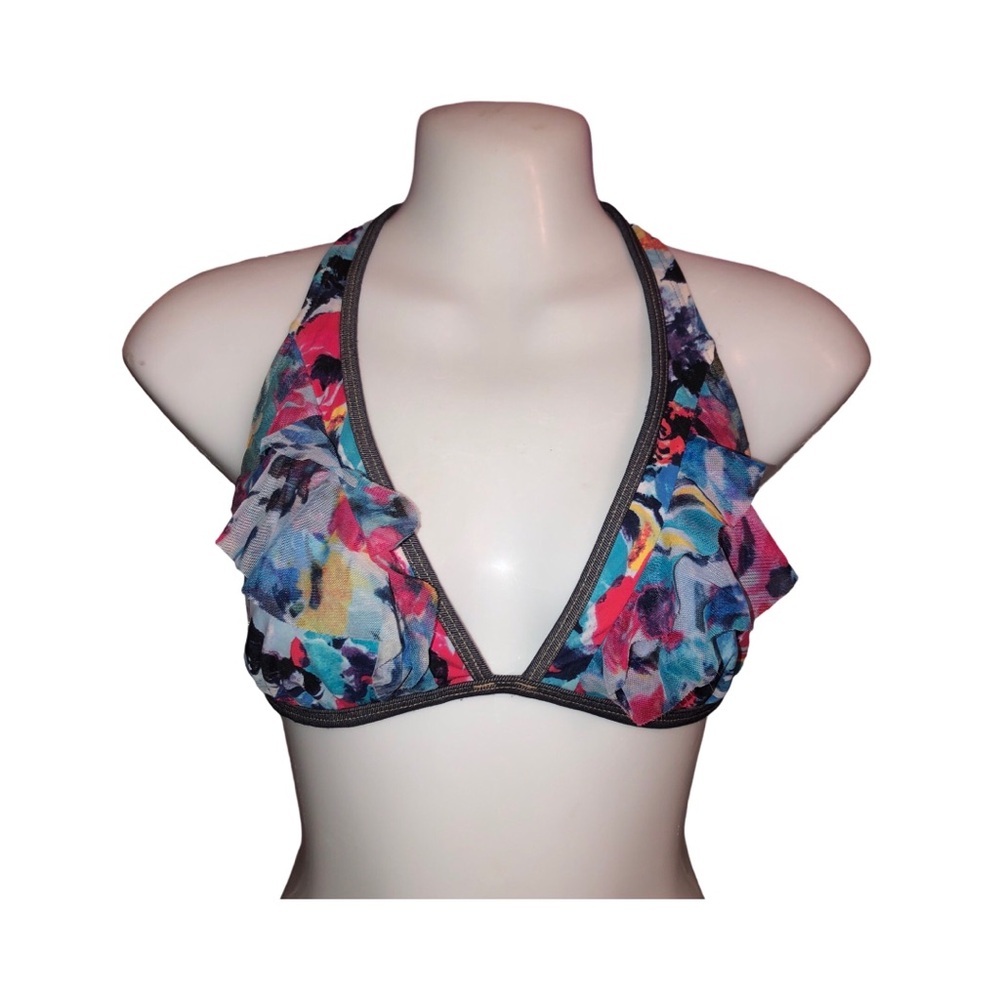 Colorful Ruffled Women's Swim Top